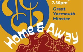 Home & Away concert poster for Norwich City Concert Band and Sevenoaks & Tonbridge Concert Band at Great Yarmouth Minster
